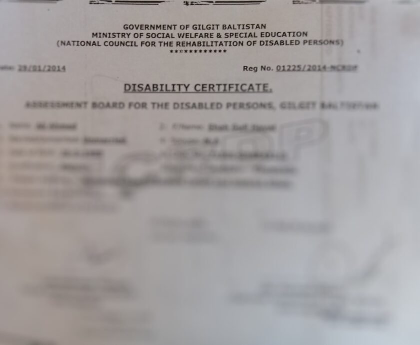 disability certificate