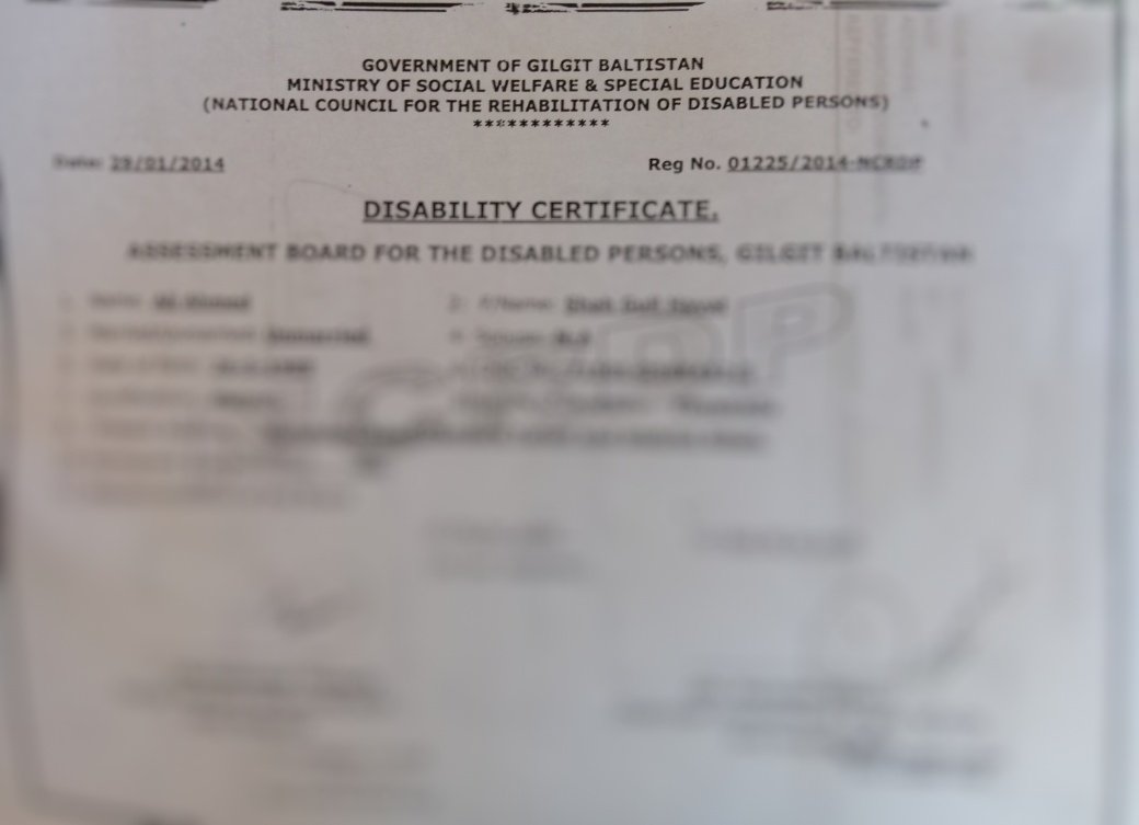 disability certificate