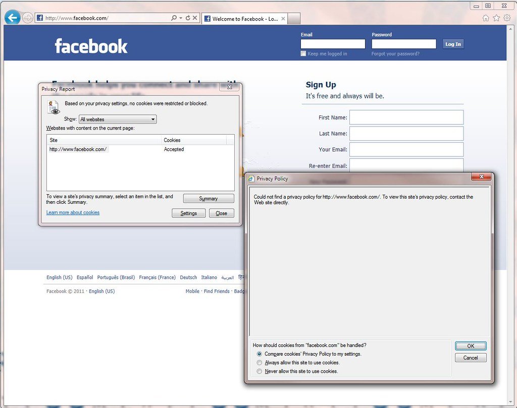 Facebook IE9 Privacy Policy